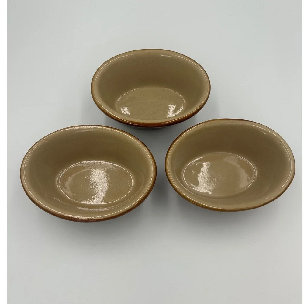 Pearsons of Chesterfield 1810‎ Brown Stoneware Oval Ramekin Set of 3 England